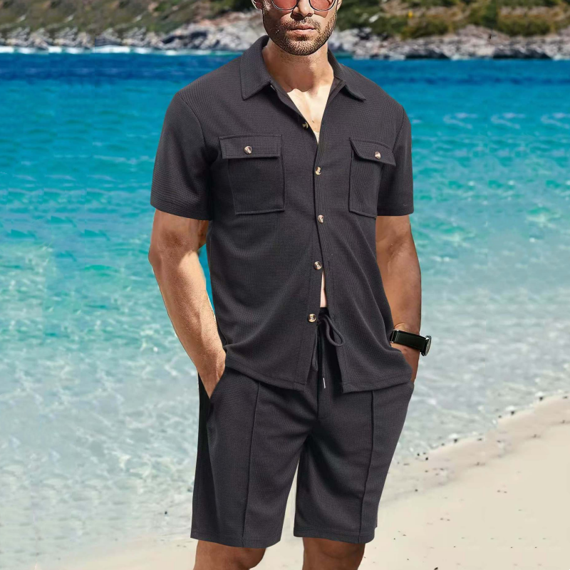 Men's Short-Sleeved Shirts & Short Pants 2-Piece Set