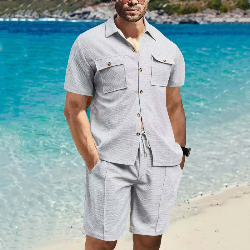 Men's Short-Sleeved Shirts & Short Pants 2-Piece Set