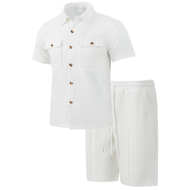 Men's Short-Sleeved Shirts & Short Pants 2-Piece Set