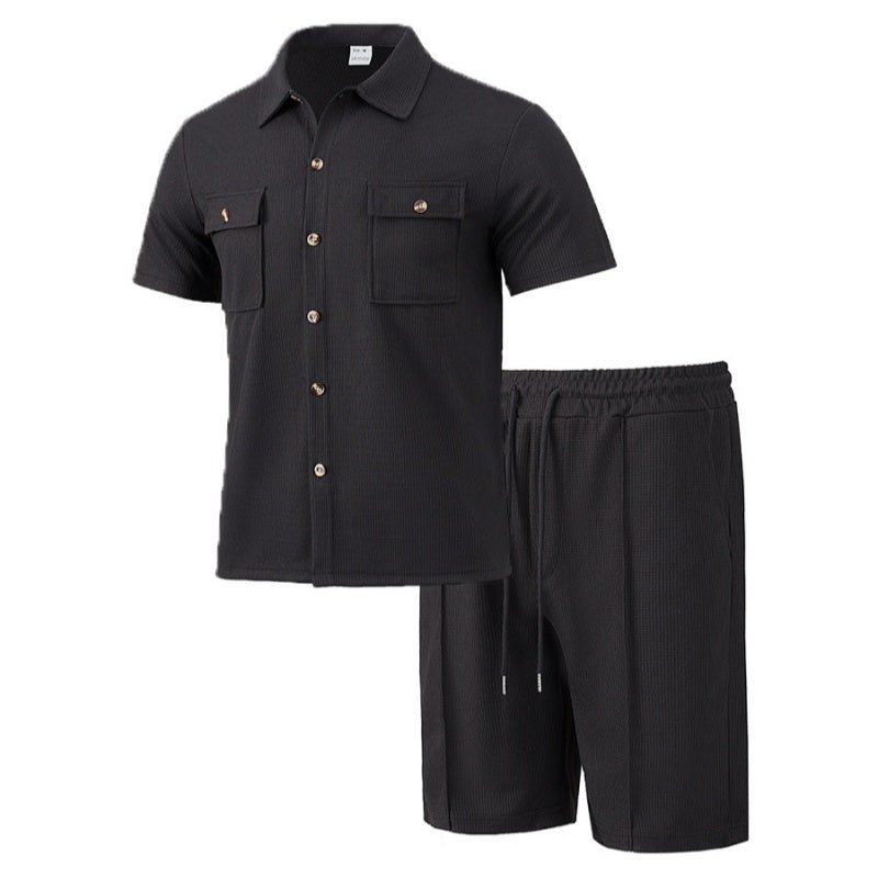 Men's Short-Sleeved Shirts & Short Pants 2-Piece Set