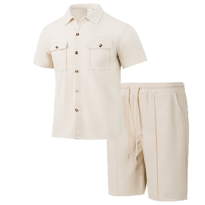 Men's Short-Sleeved Shirts & Short Pants 2-Piece Set