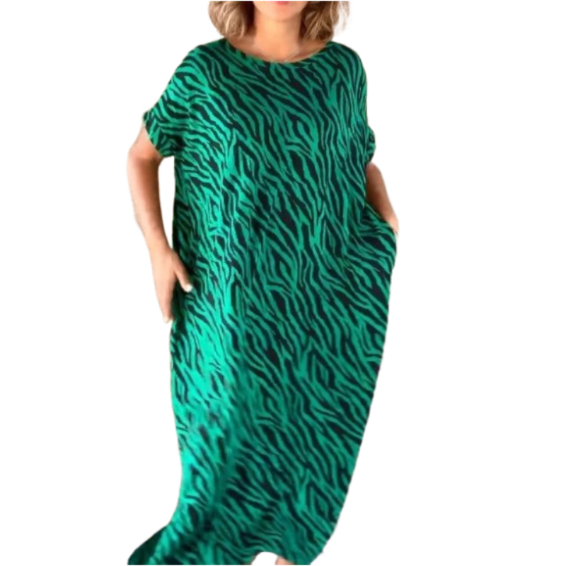 Oversized T-Shirt Midi Dress with Animal Print