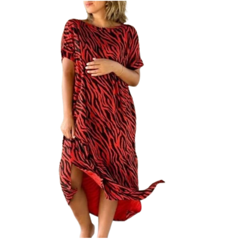 Oversized T-Shirt Midi Dress with Animal Print
