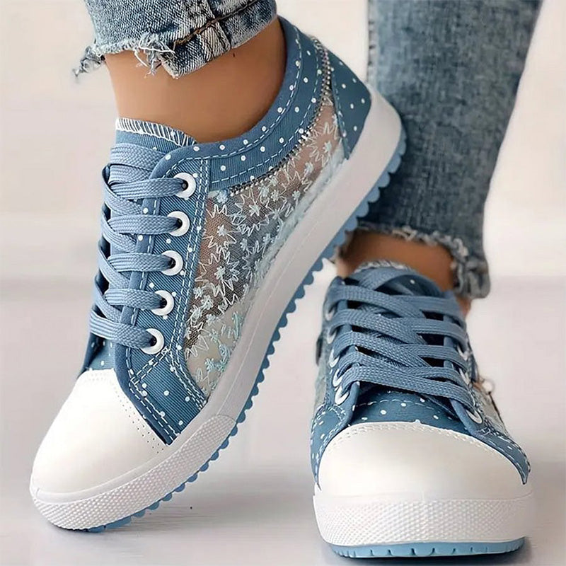 Women's Casual Flat Round Toe Lace Up Low Top Shoes