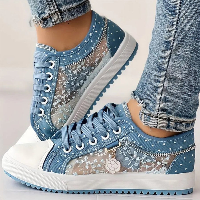 Women's Casual Flat Round Toe Lace Up Low Top Shoes