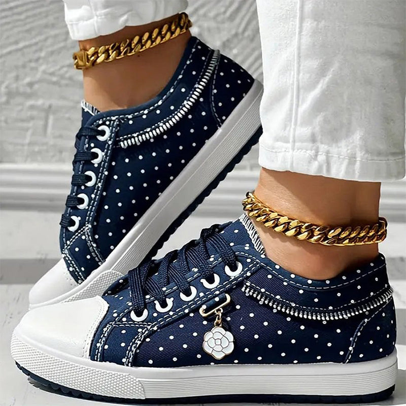 Women's Casual Flat Round Toe Lace Up Low Top Shoes