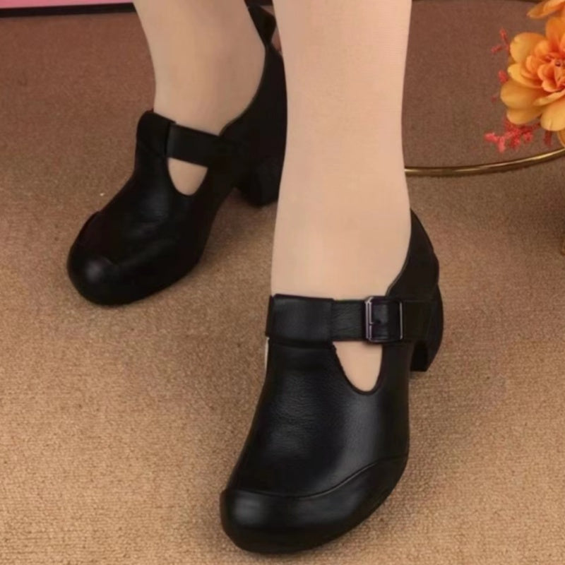 Women's Classic Chunky Heel Leather Shoes