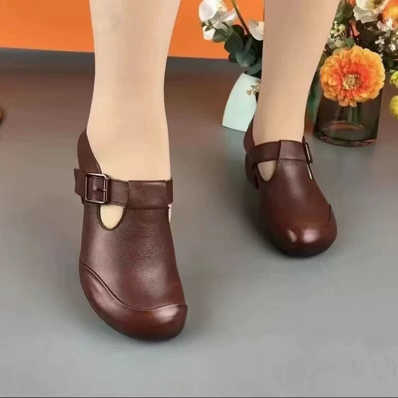Women's Classic Chunky Heel Leather Shoes