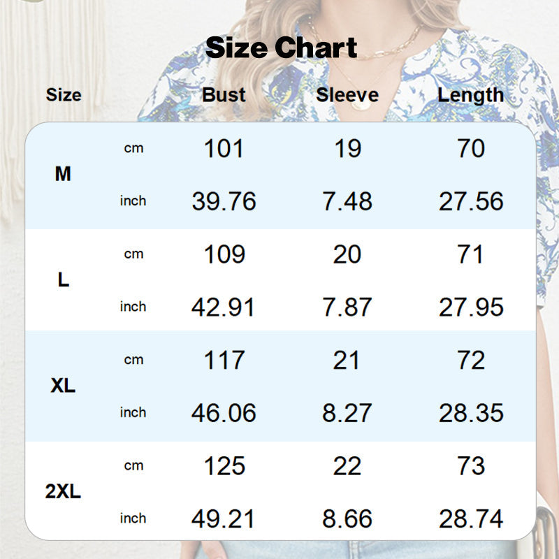Women's Summer V-Neck Printed Top