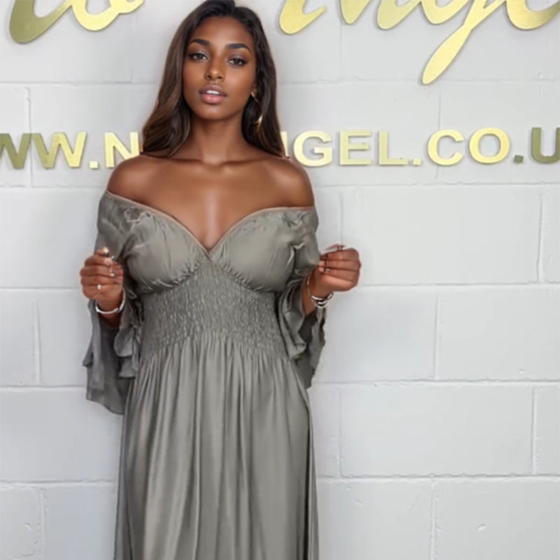 Women's Flowy Ruffle High Waist Dress