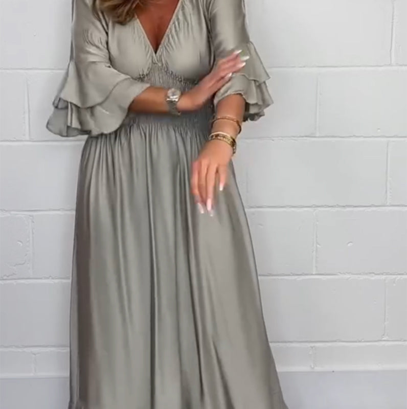 Women's Flowy Ruffle High Waist Dress