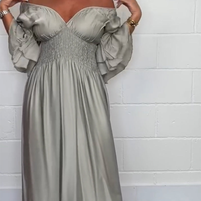 Women's Flowy Ruffle High Waist Dress