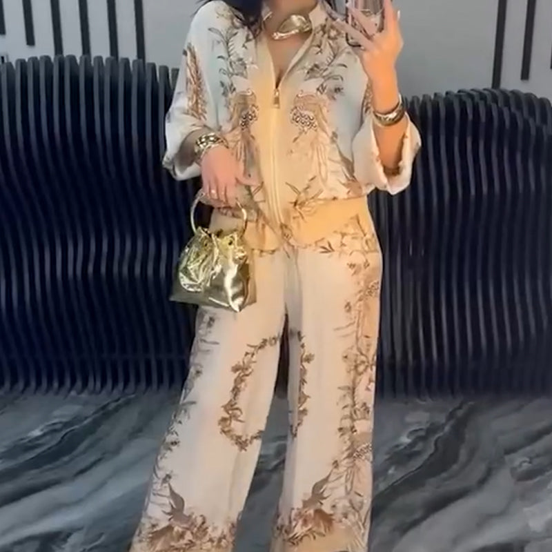 Women’s Elegant Zip-Up Two-Piece Set