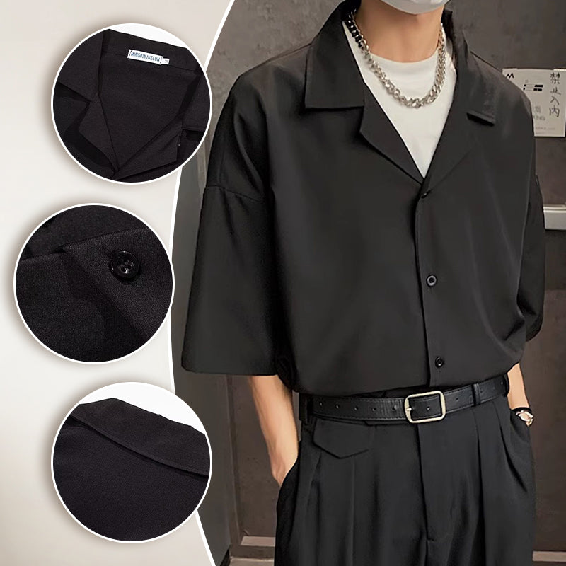 Men's Solid Color Loose Lapel Shirt