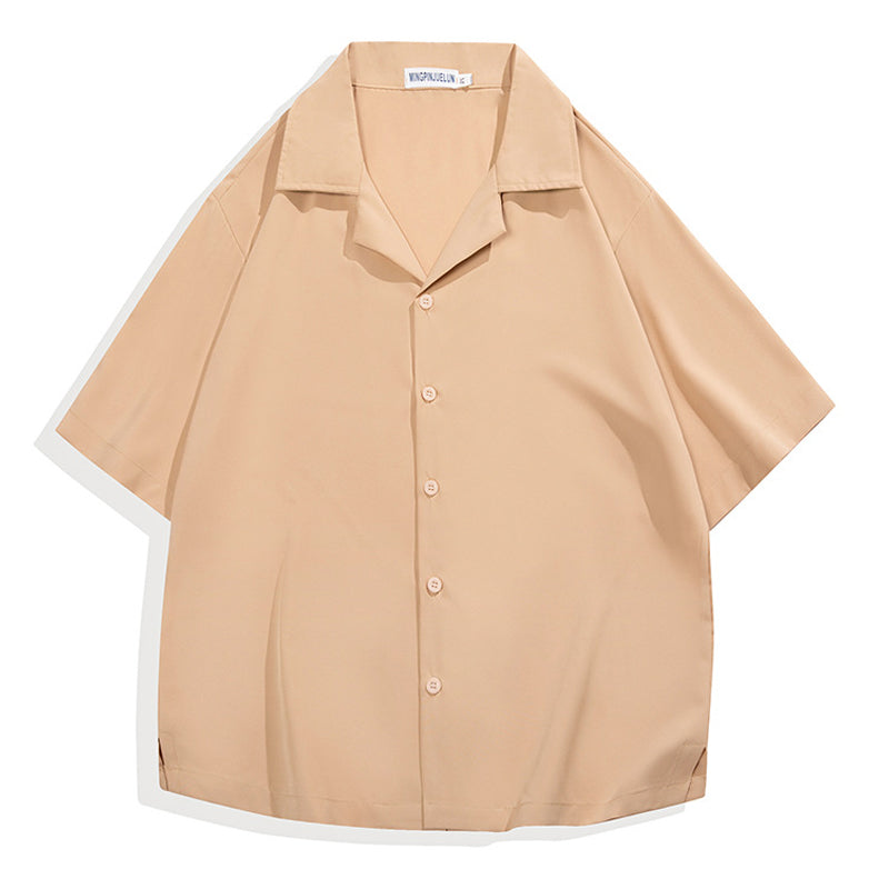 Men's Solid Color Loose Lapel Shirt