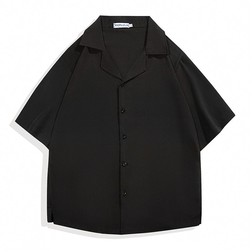 Men's Solid Color Loose Lapel Shirt