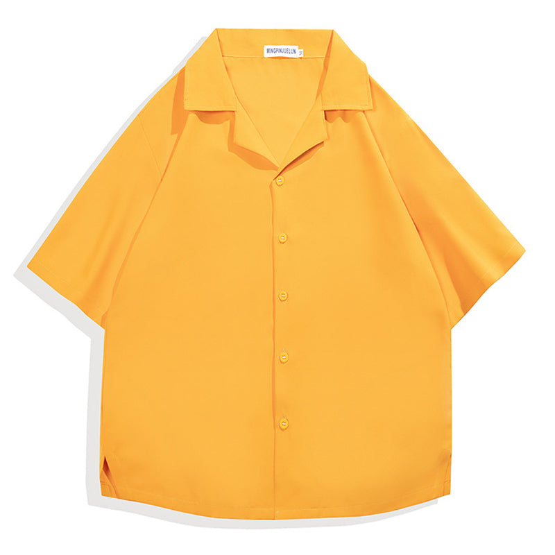 Men's Solid Color Loose Lapel Shirt