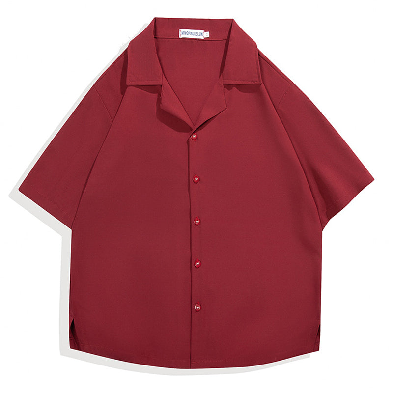 Men's Solid Color Loose Lapel Shirt