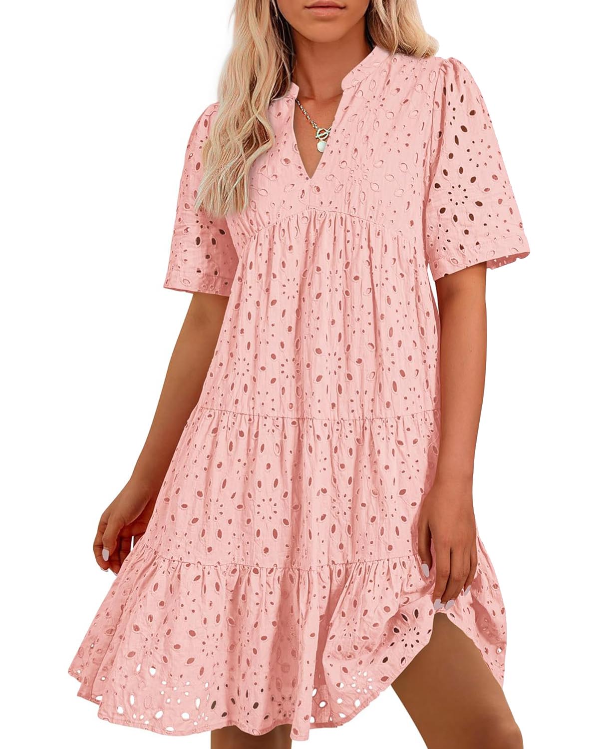 💥Last Day Special Sale 49% OFF💃Women's Elegant Hollow Out Lace Ruffle Casual Mini Dress