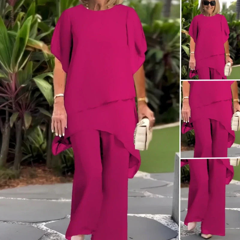 🔥2025 HOT SALE 50% OFF🔥Charming Irregular Top & Wide Leg Pants Set