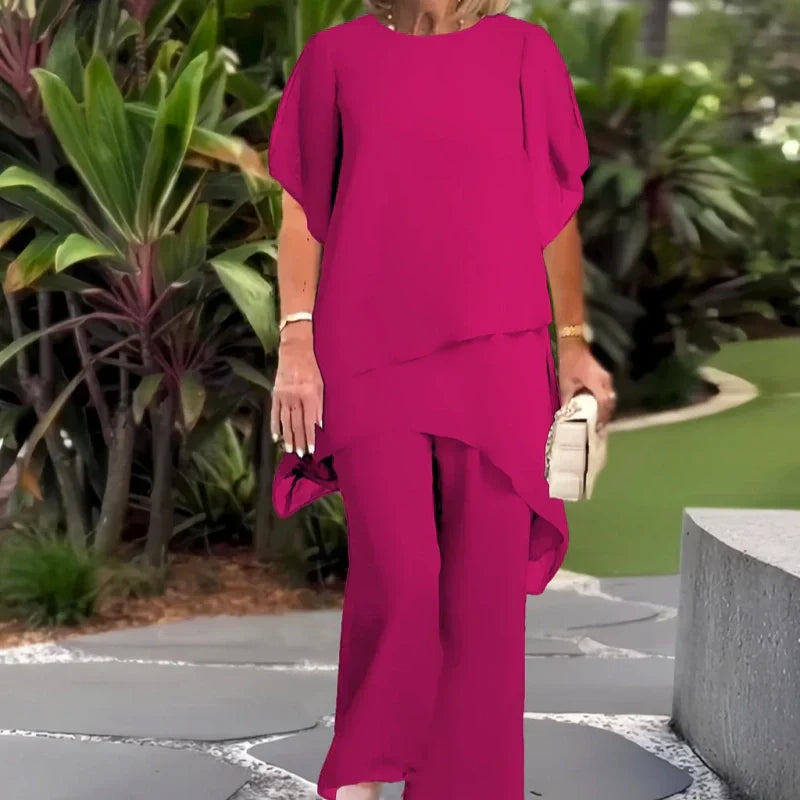 🔥2025 HOT SALE 50% OFF🔥Charming Irregular Top & Wide Leg Pants Set