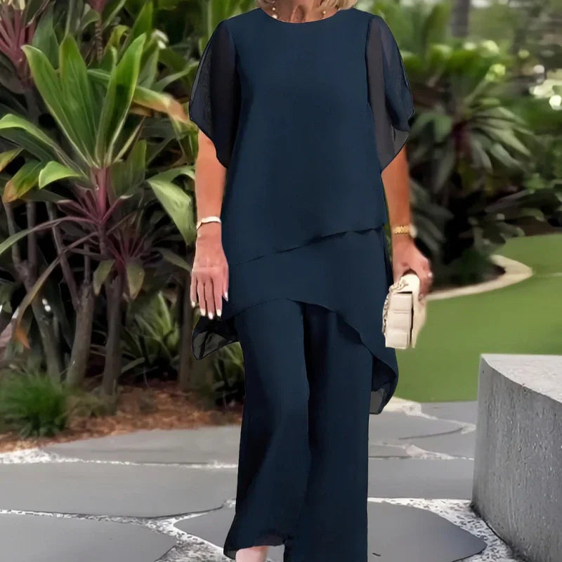 🔥2025 HOT SALE 50% OFF🔥Charming Irregular Top & Wide Leg Pants Set