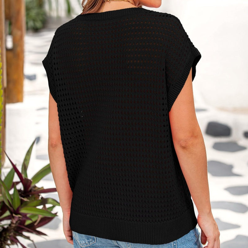 Women's Crochet Knit Hollow-Out T-Shirt