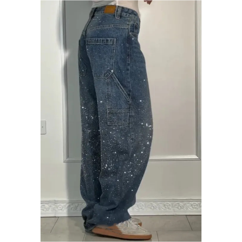 Straight-Leg Rhinestone Jeans for Women