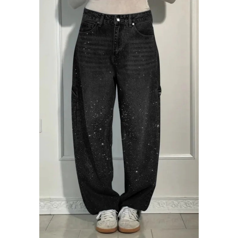 Straight-Leg Rhinestone Jeans for Women