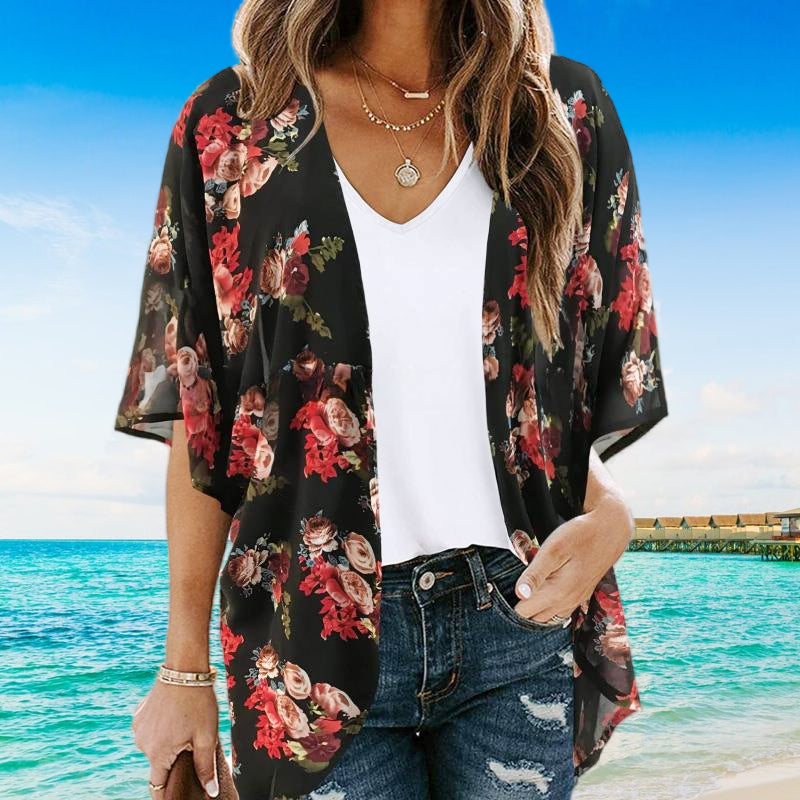 Summer Cool Flowy Floral Sunscreen Shirt