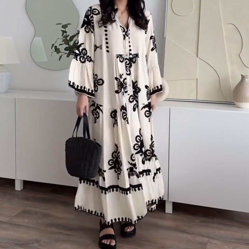 Women's Loose Fit Ruffle Hem Midi Dress