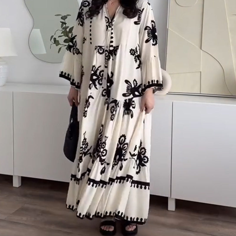 Women's Loose Fit Ruffle Hem Midi Dress