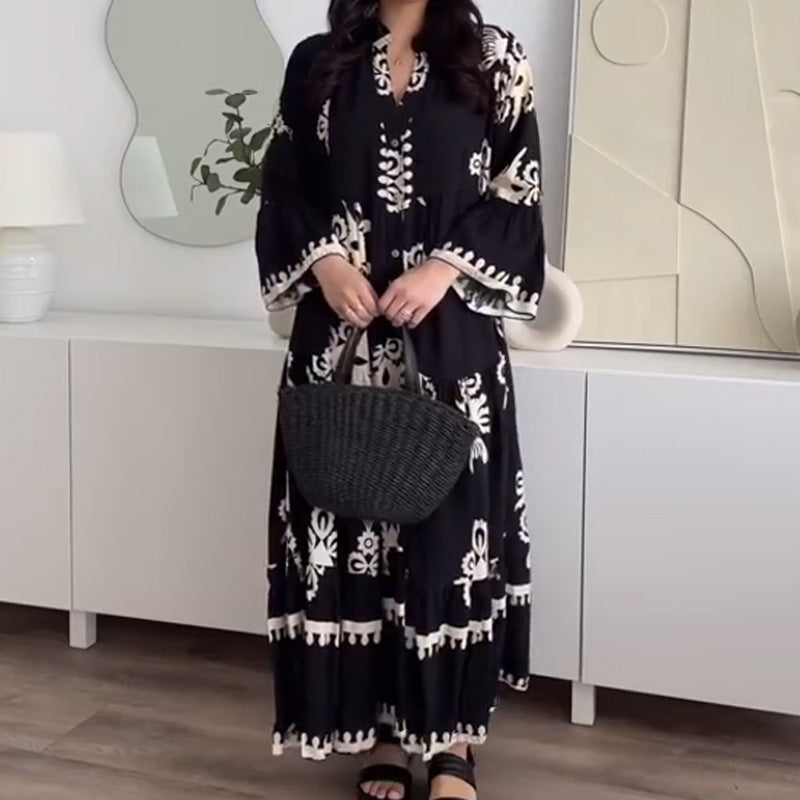 Women's Loose Fit Ruffle Hem Midi Dress
