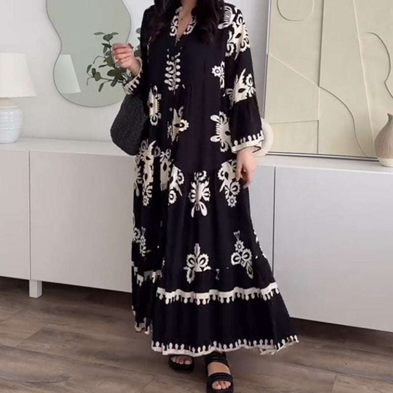 Women's Loose Fit Ruffle Hem Midi Dress