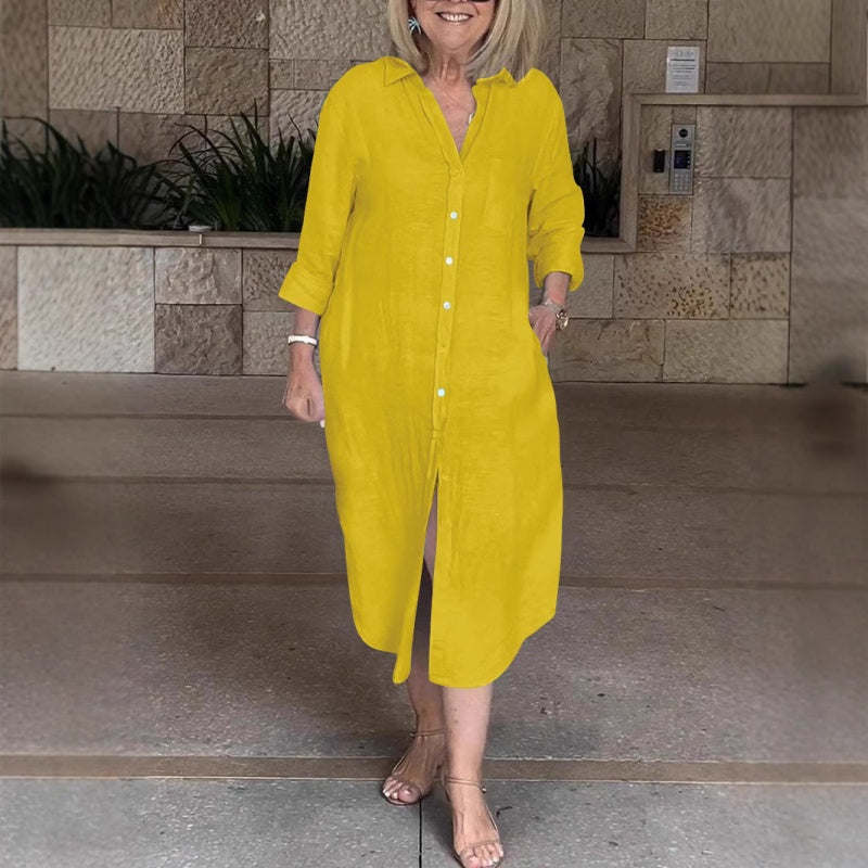 ⏳ Limited time 50% off! 💥Women‘s Casual Loose Cotton Linen Long Shirt Dress(The more you buy, the higher the discount)