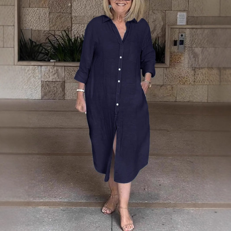 ⏳ Limited time 50% off! 💥Women‘s Casual Loose Cotton Linen Long Shirt Dress(The more you buy, the higher the discount)