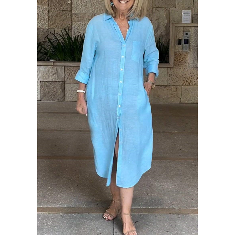 ⏳ Limited time 50% off! 💥Women‘s Casual Loose Cotton Linen Long Shirt Dress(The more you buy, the higher the discount)