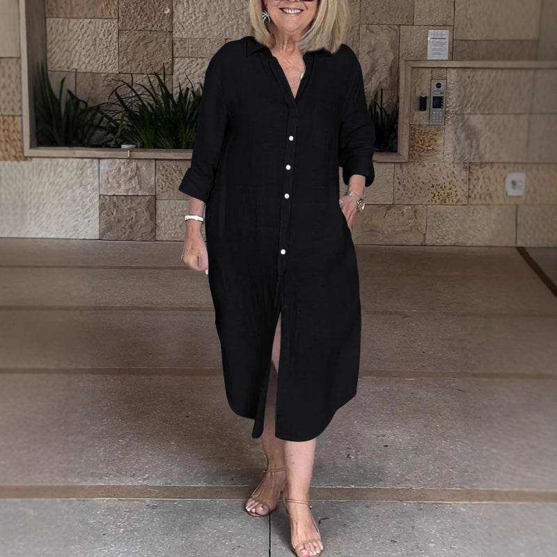 ⏳ Limited time 50% off! 💥Women‘s Casual Loose Cotton Linen Long Shirt Dress(The more you buy, the higher the discount)