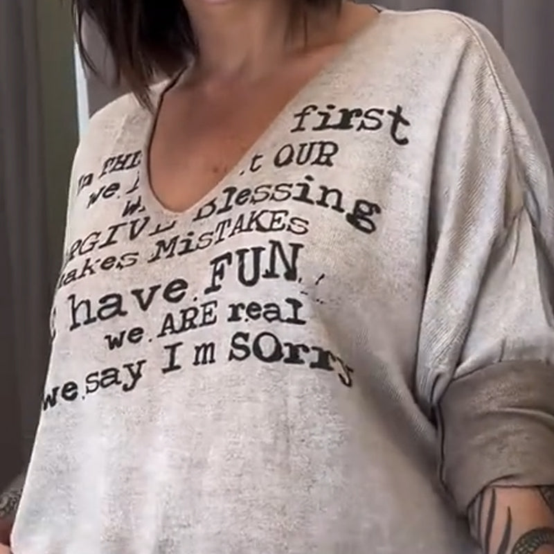 Women's Comfortable Loose V-Neck Top