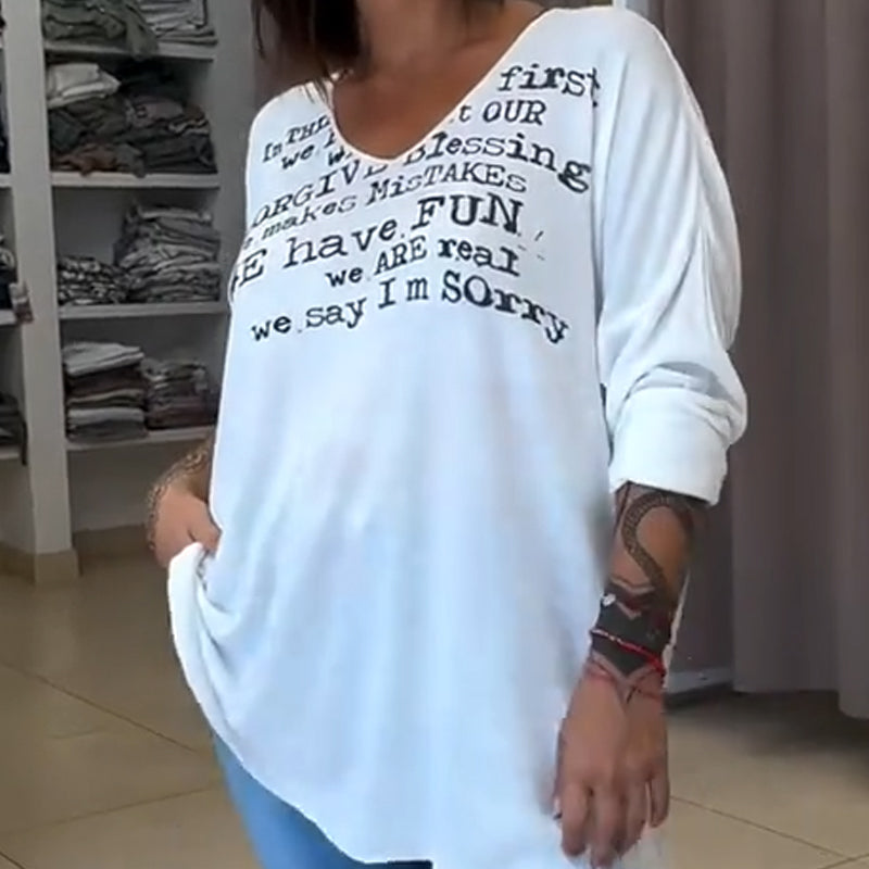 Women's Comfortable Loose V-Neck Top
