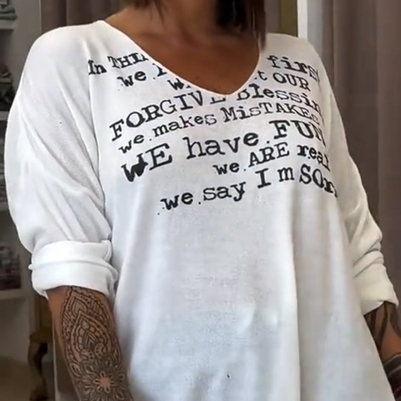 Women's Comfortable Loose V-Neck Top