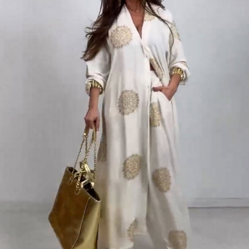 Women's Loose V-Neck Top & Printed Wide Leg Pants Two Piece SetšŗBUY 2 GET FREE SHIPPING