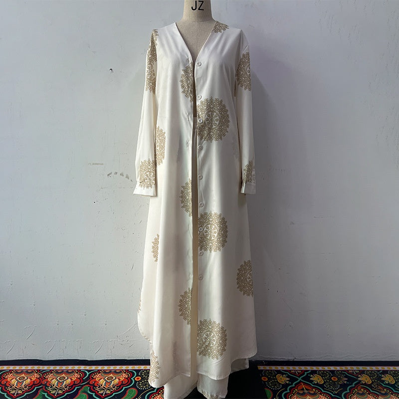 Women's Loose V-Neck Top & Printed Wide Leg Pants Two Piece SetšŗBUY 2 GET FREE SHIPPING