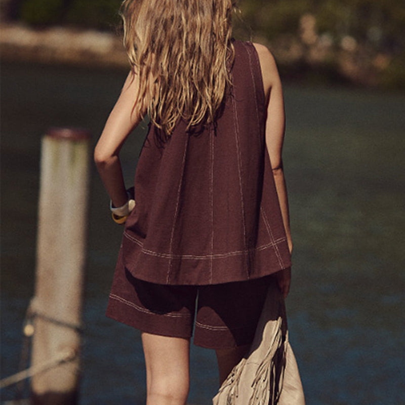 🏖️Summer Hot Sale 49% OFF🌼Women's Round-Neck Tank Top & High-Waisted Shorts Set