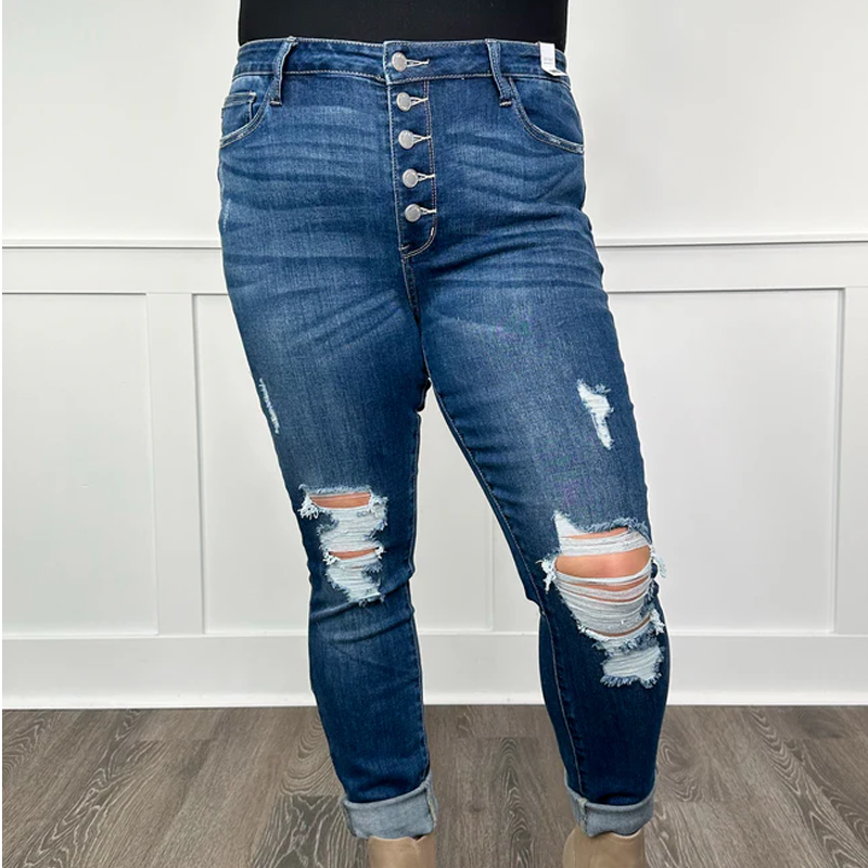 💥Hot Sales-49% OFF👖Women's High-Waisted Cutout Denim Jeans