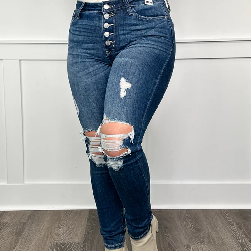 💥Hot Sales-49% OFF👖Women's High-Waisted Cutout Denim Jeans