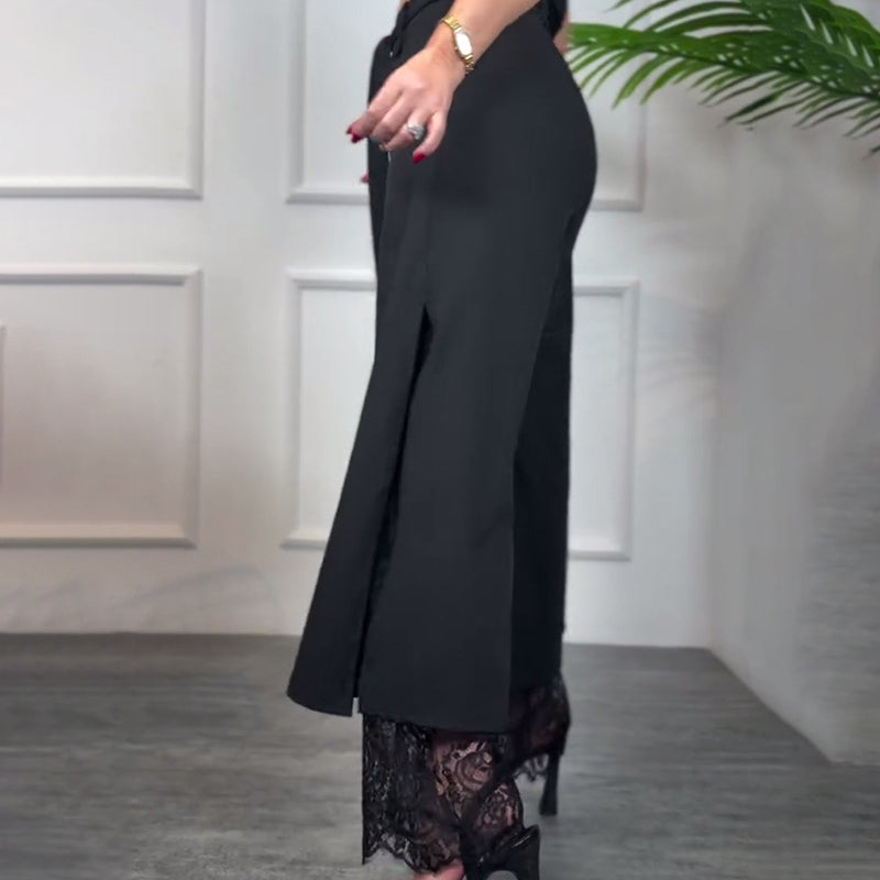 Women's Sexy Lace Lined Wide Leg Pants