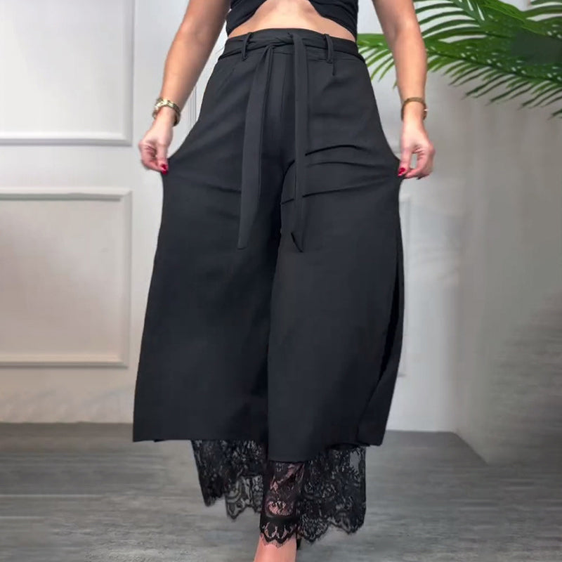 Women's Sexy Lace Lined Wide Leg Pants