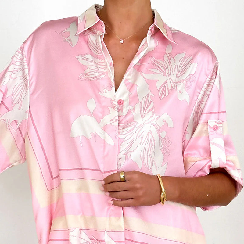 Casual Printed Short Sleeve Shirt & Shorts 2-Piece Set