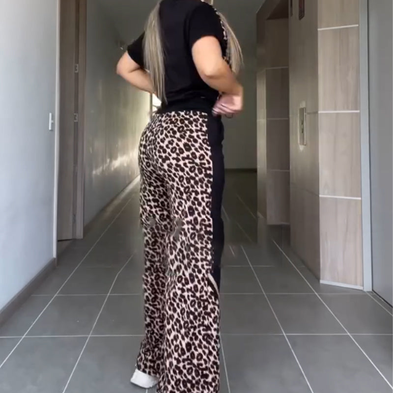 Women's 2-Piece Leopard Panel Casual Set